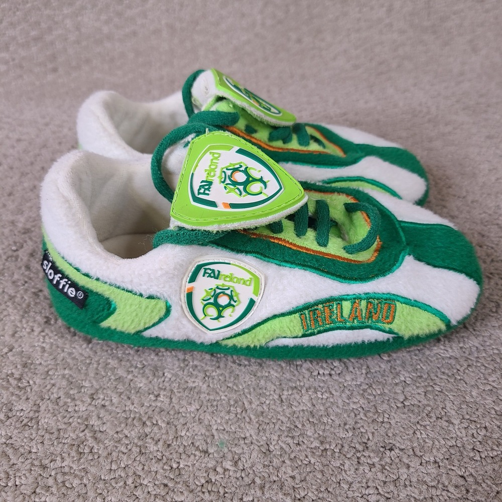 Sloffie‎ Shoes Kids XXS I11-13 Ireland Soccer Slippers Green White Shamrocks
